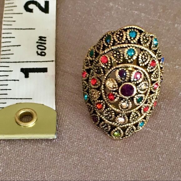 Turkish Multi Color Crystal Statement Cocktail Ring - Picture 8 of 8